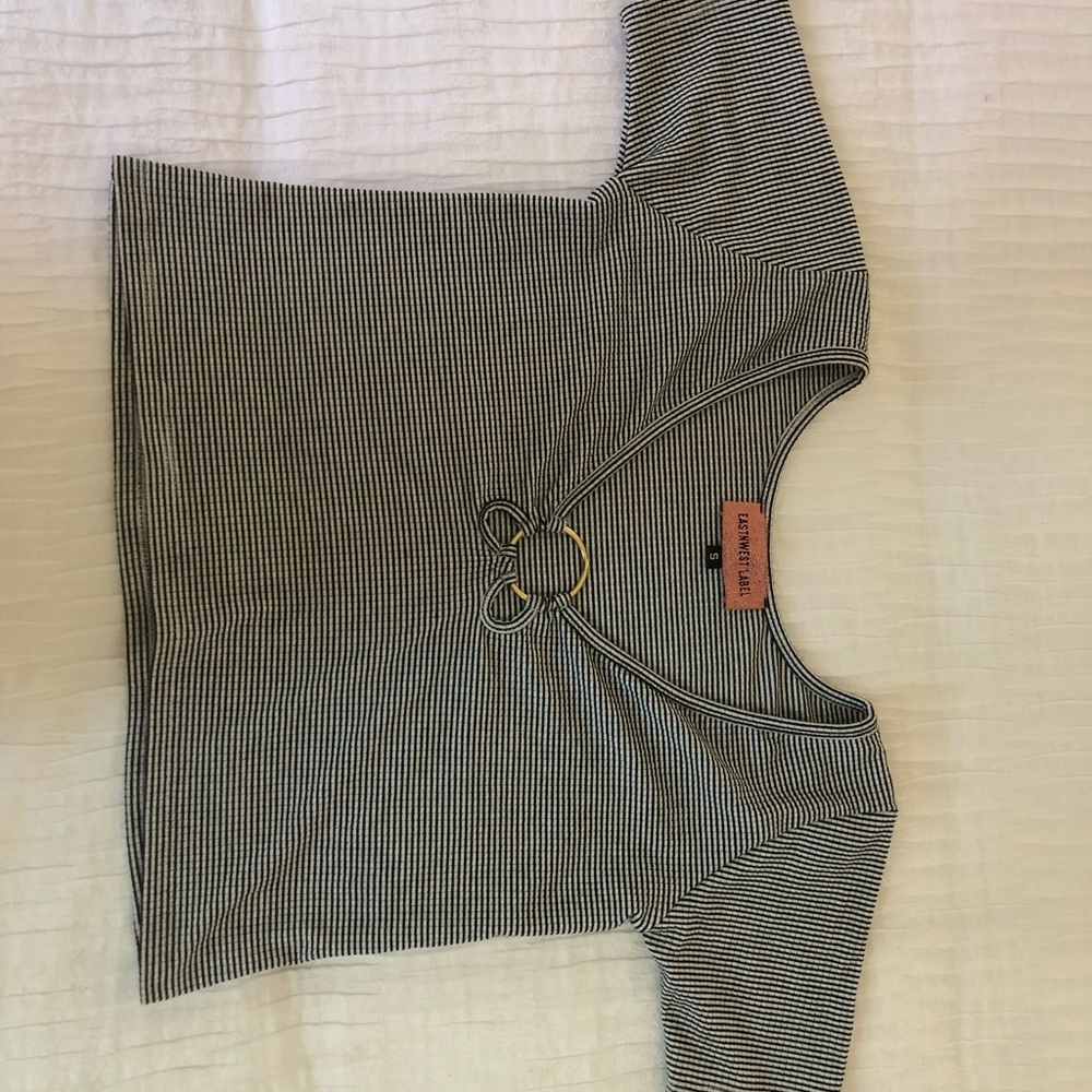EastN West Label Stripped Crop Top